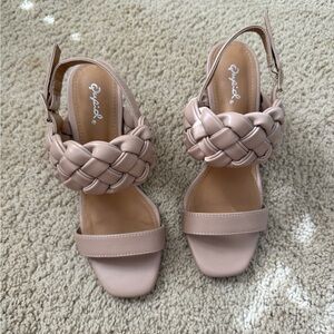 Qupid Blush Braided Sandals